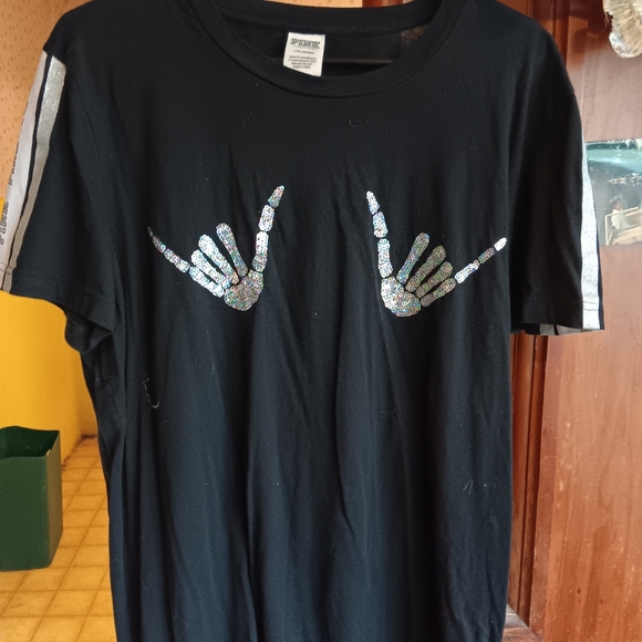 PINK Victoria's Secret Tops - VS Pink NWOT htf "Ghosting You" bling ✨️ fun t-shirt. L